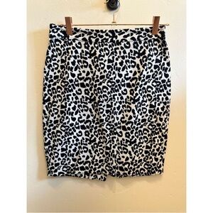 Ann Taylor Black and White Leopard Print Pencil Skirt